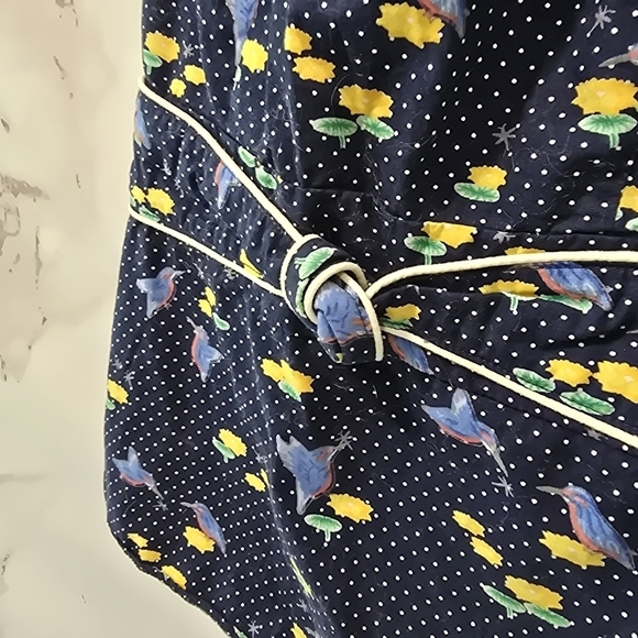 ModCloth Shirt Women Small Blue Pin Up Bird Floral Lilly Pad Trollied Dolly Tank - Picture 9 of 10